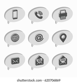 Isometric bubbles. Business Card Icon Set. Web Icons.