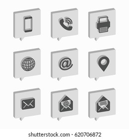 Isometric bubbles. Business Card Icon Set. Web Icons.