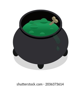 Isometric bubbling cauldron isolated on white. Vector illustration