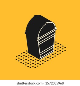 Isometric Bucket icon isolated on yellow background.  Vector Illustration