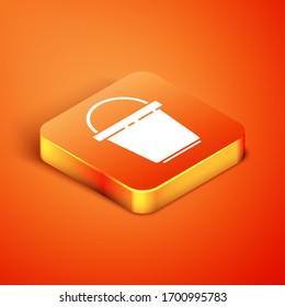Isometric Bucket icon isolated on orange background. Cleaning service concept. Vector Illustration