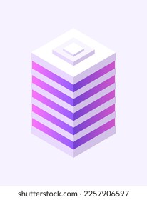 Isometric build. City object. House in 3d style. Vector illustration concept