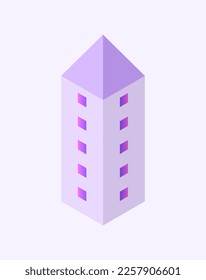 Isometric build. City object. House in 3d style. Vector illustration concept