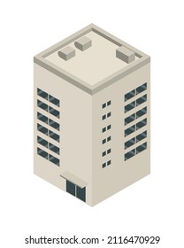 isometric building architecture icon flat