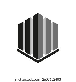 Isometric building blocks. City tower shape. Urban skyline structure. Vector architecture element.