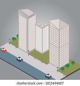 Isometric building concept. Creative idea design for template, brochure or presentation.