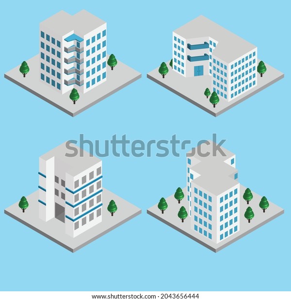 Isometric Building Design Tree Stock Vector (Royalty Free) 2043656444 ...