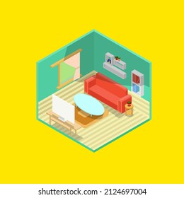 Isometric building design, vector illustration.