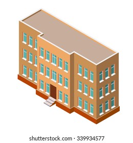 Isometric building. Detailed vector illustration on a white background. 3D Icon. Real estate.