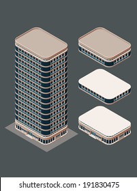 isometric building, each part is well grouped and easy to rearrange and customize