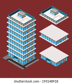 isometric building, each part is well grouped and easy to rearrange and customize