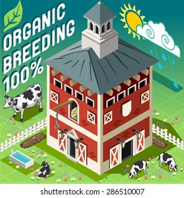 Isometric Building Farm Elements Set. Rural Farm City Map Tiles 3D Flat Ville Building Icon Set. Agriculture Rural Spring Farmland American Building Isolated Vector Isometric. Western Village Country