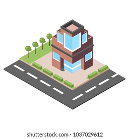 isometric building hotel office
