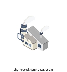 Isometric Building. Industrial Factory.  Vector Icon.