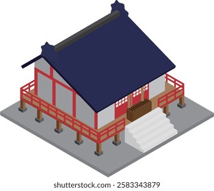 An isometric building modeled after a shrine or temple