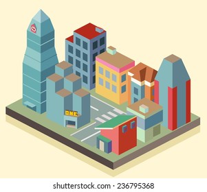 Isometric building office area. vector illustration