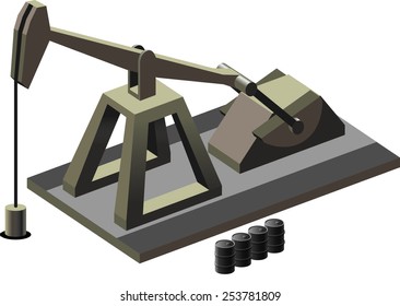 isometric building oil pump rig