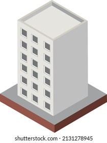 Isometric building on white background illustration