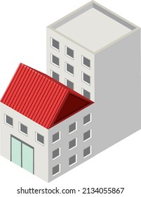 Isometric building on white background illustration