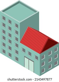 Isometric building on white background illustration