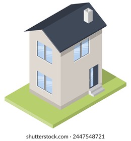 Isometric building. Residential house icon. Vector illustration. Eps 10.