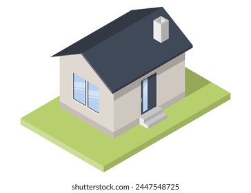 Isometric building. Residential house icon. Vector illustration. Eps 10.