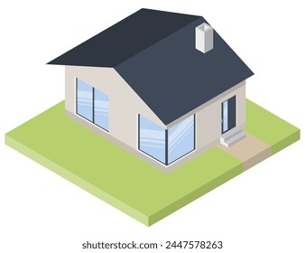 Isometric building. Residential house icon. Vector illustration. Eps 10.