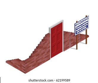 Isometric building site with health & Safety sign