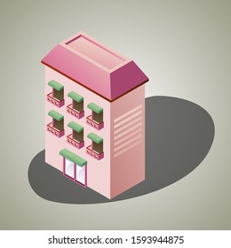 isometric building vector, building icon isolated design.