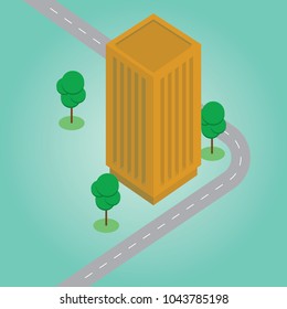 Isometric building. Vector illustration for city map creation. Icon or infographic elements representing town apartment residence.