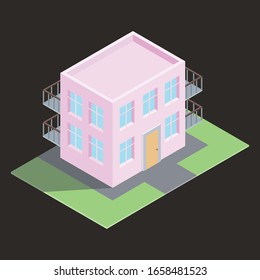 Isometric Building vectorial ilustración, aislada en segundo plano