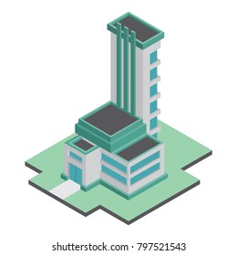 Isometric Building Vector, Isolated on white background
