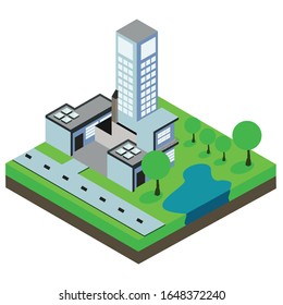 Isometric Building vector and town..building 3d,smart city,Vector office and town apartment concept.