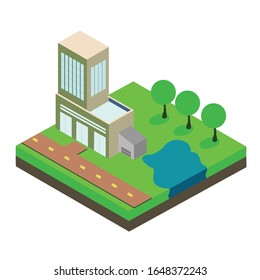 Isometric Building vector and town..building 3d,smart city,Vector office and town apartment concept.