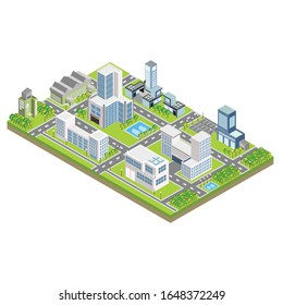 Isometric Building vector and town..building 3d,smart city,Vector office and town apartment concept.