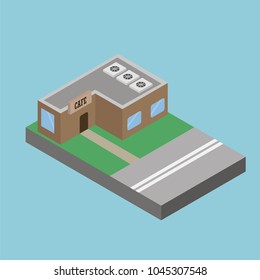 isometric buildings cafe. vector