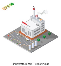 isometric buildings Flat style of white 
factory. Vector illustration