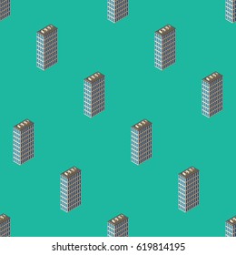 Isometric buildings seamless pattern