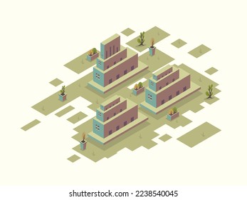 isometric buildings vector for business and home office with isometric style