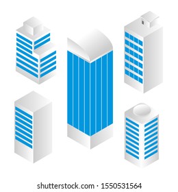 Isometric buildings vector for design. Vector illustration. 