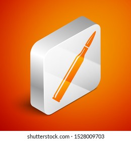 Isometric Bullet icon isolated on orange background. Silver square button. Vector Illustration