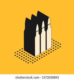 Isometric Bullet icon isolated on yellow background.  Vector Illustration