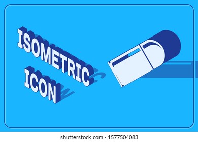 Isometric Bullet icon isolated on blue background.  Vector Illustration