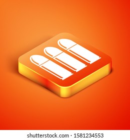 Isometric Bullet icon isolated on orange background.  Vector Illustration