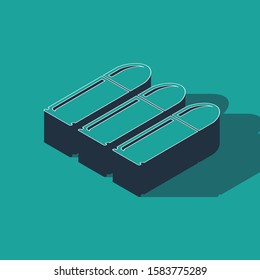 Isometric Bullet icon isolated on green background.  Vector Illustration