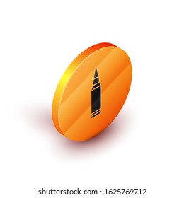 Isometric Bullet icon isolated on white background. Orange circle button. Vector Illustration