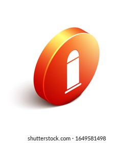 Isometric Bullet icon isolated on white background. Orange circle button. Vector Illustration
