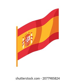 Isometric bullfight composition with isolated image of spanish flag vector illustration