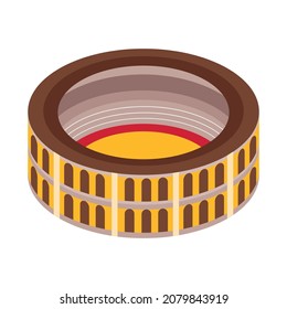 Isometrische Stierkampfkomposition mit isoliertem Bild von Arenastadion, Vektorgrafik