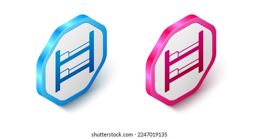 Isometric Bunk bed icon isolated on white background. Hexagon button. Vector